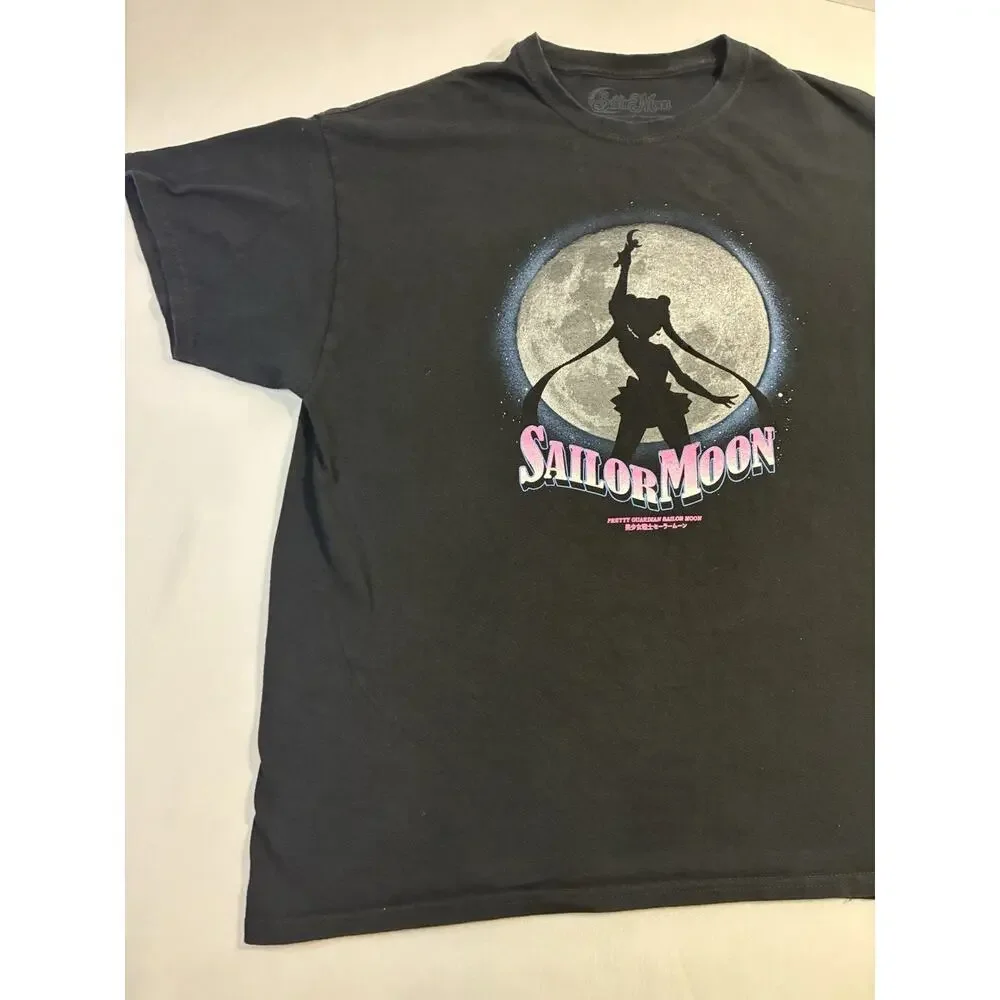 Vintage Style Sailor Moon Anime Graphic Tee Black Moon Silhouette Men's XL